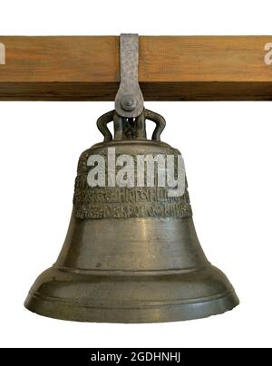 Russische orthodoxe Glocke isoliert auf weißem Hintergrund Stockfoto
