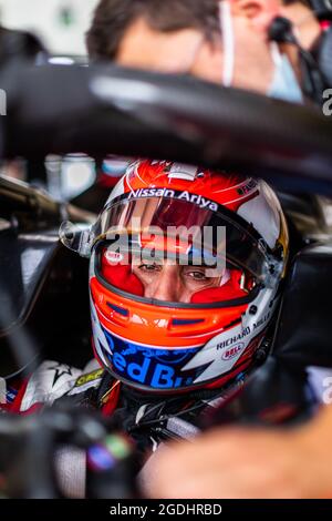 Berlin, Deutschland . August 2021. BUEMI Sebastien (SWI), Nissan e.Dams, Nissan IM02, Portrait während des Berlin ePrix 2021, 8. Treffen der Formel-E-Weltmeisterschaft 2020-21, auf dem Stadtkurs des Flughafens Tempelhof vom 14. Bis 15. August in Berlin, Deutschland - Foto Germain Hazard / DPPI Kredit: Unabhängige Fotoagentur/Alamy Live News Stockfoto