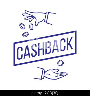 Cashback-Konzept. Geldrückerstattung. Geld sparen. Vektorgrafik, isoliert auf weißem Hintergrund Stock Vektor