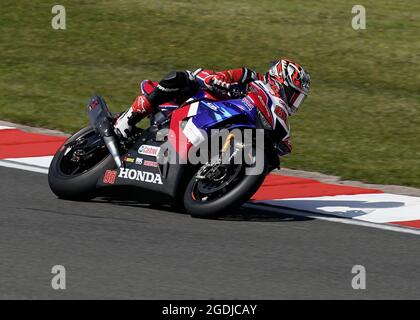 Castle Donnington, Großbritannien, 13, August, 2021,Ryo Mizuno (Honda Racing) im Einsatz, während Bennetts British Superbike Practice, Credit:, Graham Glendinning,/ Alamy Live News Stockfoto