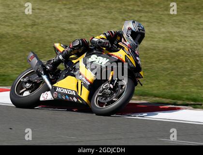 Castle Donnington, Großbritannien, 13, August, 2021,Dan Linfoot (TAG Racing) im Einsatz, während Bennetts British Superbike Practice, Credit:, Graham Glendinning,/ Alamy Live News Stockfoto