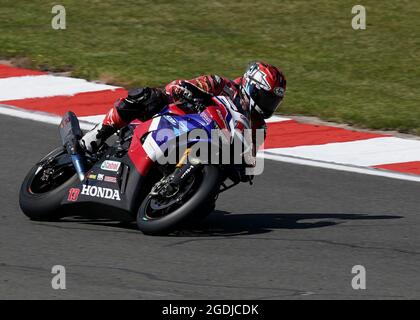 Castle Donnington, Großbritannien, 13, August, 2021,Takumi Takahashi (Honda Racing) im Einsatz, während Bennetts British Superbike Practice, Credit:, Graham Glendinning,/ Alamy Live News Stockfoto