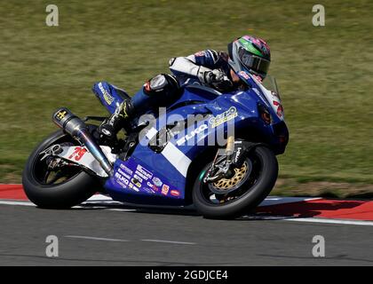 Castle Donnington, Großbritannien, 13, August, 2021,Storm Stacey (GR Motorsport) im Einsatz, während Bennetts British Superbike Practice, Credit:, Graham Glendinning,/ Alamy Live News Stockfoto