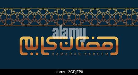 Ramadan Grußkarte mit goldener Kalligraphie Stock Vektor