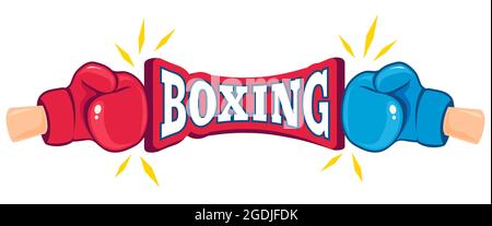 Vector Vintage Emblem für Boxen mit Handschuhen. Vector Logo Boxclub. Stock Vektor