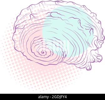Spiralförmige Muschel auf gepunkteten Hintergrund Stock Vektor