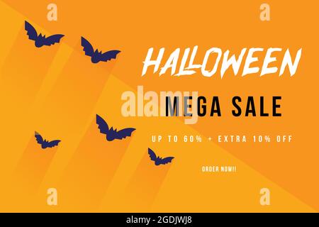Schlichtes Halloween Spezial Angebot Banner mit der Fledermaus Stock Vektor
