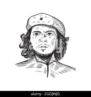 Ernesto Che Guevara handgezeichnetes Illustration Vektorbild, Ernesto Che Guevara isoliertes Design auf weißem Hintergrund Stock Vektor