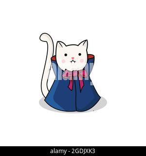Eine kleine niedliche Vampirkatze, niedliche Katze, Vampirkatze, Schnitt Ilustration, niedliches Tier Stock Vektor