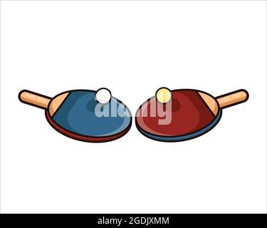 Zwei Schläger Tischtennis verschiedene Farben Illustration, Tischtennis Symbol, Tennis Vektor, Schläger Tennis isoliert Design auf weißem Hintergrund Stock Vektor