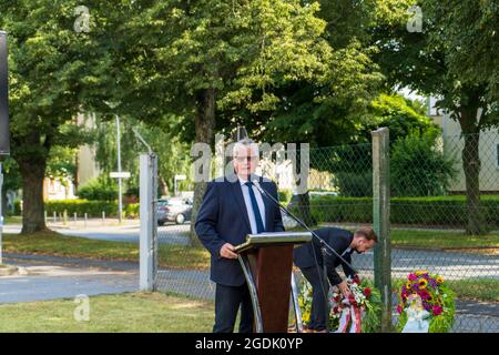 Bernd Lange , Am 13. August 2021 wird an den Beginn des Baus der Berliner Mauer und die vollstndige Schließung der innerdeutschen Grenze vor 60 Jahren Stockfoto