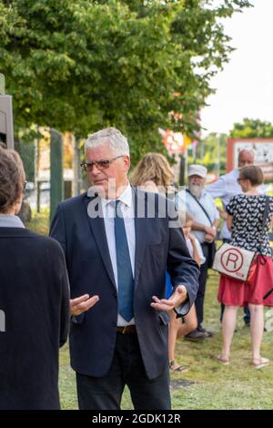 Bernd Lange , Am 13. August 2021 wird an den Beginn des Baus der Berliner Mauer und die vollstndige Schließung der innerdeutschen Grenze vor 60 Jahren Stockfoto