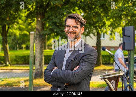 Harald Prause-Kosubek, Am 13. August 2021 wird an den Beginn des Baus der Berliner Mauer und die vollstndige Schließung der innerdeutschen Grenze vor Stockfoto