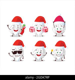 Weihnachtsmann-Emoticons mit weißem Volleyball-Cartoon-Charakter. Vektorgrafik Stock Vektor