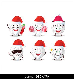 Weihnachtsmann-Emoticons mit weißem Volleyball-Cartoon-Charakter. Vektorgrafik Stock Vektor