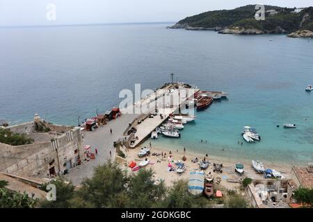 Isole Tremiti - Panorama del molo dal borgo fortificato Stockfoto