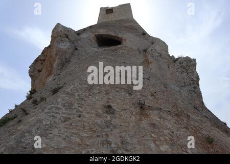 Isole Tremiti - Torre del Castello dei Badiali da Via Diomede Stockfoto