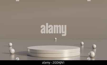 Leeres rundes Podium für die Produktanzeige. Minimaler Hintergrund für Branding und Produktpräsentation. 3D-Rendering-Illustration. Stockfoto