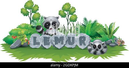 Die Lemuren spielen im Garten Stock Vektor