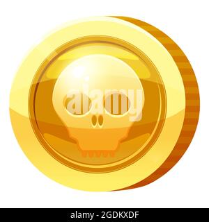 Symbol für Goldmedaille-Münze. Goldenes Token für Spiele, Benutzeroberflächenelement. Vektorgrafik Stock Vektor