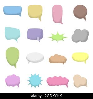 Set von leeren Sprechblasen Farbe mit Noise Sand Textur trendy. Vektordarstellung isoliert Stock Vektor