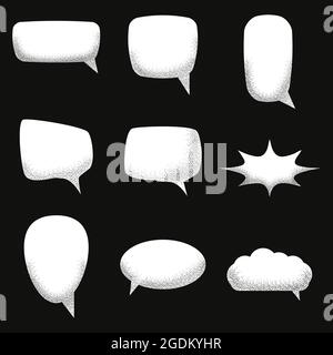 Set von leeren Sprechblasen mit Noise Sand Textur trendy. Vektordarstellung isoliert Stock Vektor