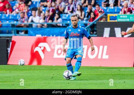 Stanislav Lobotka von SSC Napoli wurde während des Freundschaftsspiel vor der Saison zwischen Wisla Krakau und SSC Napoli im City Stadium in Krakau in Aktion gesehen. (Endergebnis; Wisla Krakow 1:2 SSC Napoli) Stockfoto