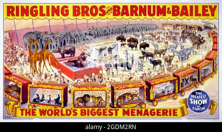 Ringling Bros und Barnum & Bailey. The World's Biggest Menagerie von Bill Bailey (1886-1966). Restauriertes Vintage-Poster, das 1944 in den USA veröffentlicht wurde. Stockfoto