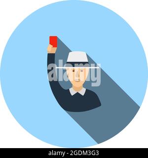Cricket-Umpire Mit Symbol „Hand Holding Card“. Flaches Kreiseldesign Mit Langen Schatten. Vektorgrafik. Stock Vektor