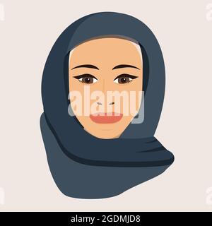 Porträt einer muslimischen Frau in Hijab. Vektorgrafik. Stock Vektor