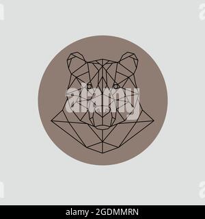 Bärenkopf im polygonalen Stil. Dreiecksvektordarstellung eines Tieres zur Verwendung als Print auf T-Shirt und Poster. Stock Vektor
