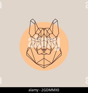 Hundehirtenkopf im polygonalen Stil. Dreiecksvektordarstellung eines Tieres zur Verwendung als Print auf T-Shirt und Poster. Stock Vektor