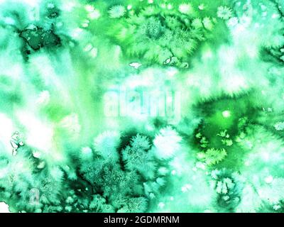 Aquarell grün Smaragd abstrakt gesalzen horizontalen Hintergrund Stockfoto
