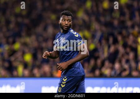 Brondby, Dänemark. August 2021. Kevin Tshiembe (18) von Brondby, WENN er während des 3F Superliga-Spiels zwischen Brondby IF und FC Nordsjaelland im Brondby Stadion in Brondby, Dänemark, gesehen wurde. (Foto: Gonzales Photo/Alamy Live News Stockfoto