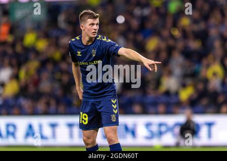 Brondby, Dänemark. August 2021. Morten Frenddrup (19) aus Brondby, WENN er während des 3F Superliga-Spiels zwischen Brondby IF und FC Nordsjaelland im Brondby Stadion in Brondby, Dänemark, gesehen wurde. (Foto: Gonzales Photo/Alamy Live News Stockfoto