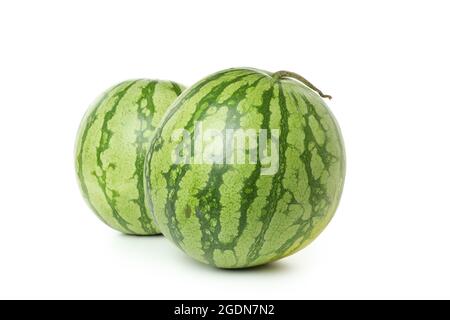 Reife saftige Wassermelone auf weißem Hintergrund Stockfoto