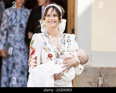 Stockholm, Schweden. August 2021. 2021-08-14 Prins Julian tauft aus der Schlosskapelle Drottningholm vor Stockholm. Johan Valkonen/Stella Pictures Credit: Abaca Press/Alamy Live News Stockfoto