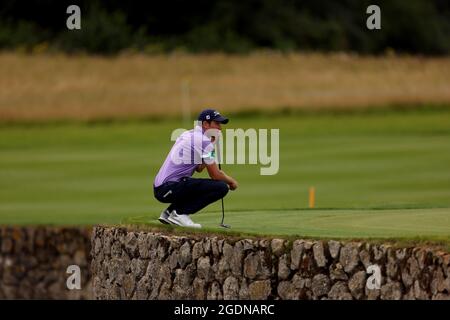 Wales' Rhys Enoch am 5. Am dritten Tag des Cazoo Classic im London Golf Club in Ash, Kent. Bilddatum: Samstag, 14. August 2021. Stockfoto