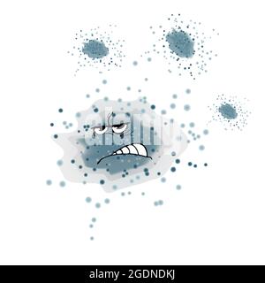Wütend Schimmel auf weißem Hintergrund isoliert.Cartoon Bakterien, Keime, Schimmel oder Viren Gesichter.Erreger Mikroben, Mehltau oder Korona mit Augen und Zähnen.Vektor Stock Vektor