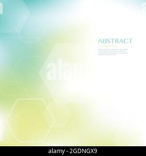 Geometrischer abstrakter Hintergrund mit sechseckigen Formen. Grün und Gelb verwischen Hintergrund. Vektorgrafik. Stock Vektor