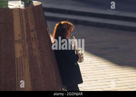 Saxophonist in der Buchanan Street Glasgow Stockfoto