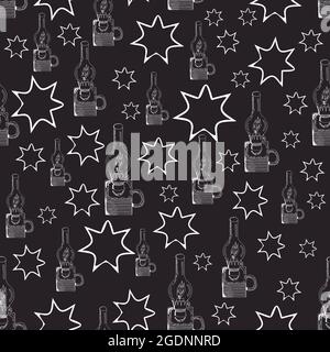 Muster für Stoffe mit Noodle Vintage-Petroleumlampen oder Lampen auf farbigem Hintergrund Stock Vektor