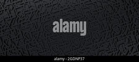 Einfacher schwarzer Hintergrund. Geometrische Formen und Linienmuster. 3d-Illustration Stockfoto