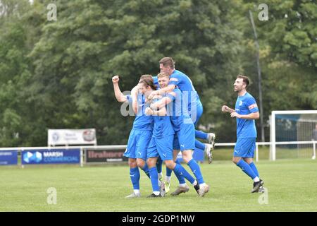 Warrington Rylands gegen Leek Town in der NPL Div 1 West, Samstag, 14. August 2021. Stockfoto