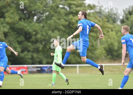 Warrington Rylands gegen Leek Town in der NPL Div 1 West, Samstag, 14. August 2021. Stockfoto