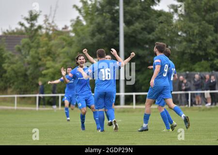 Warrington Rylands gegen Leek Town in der NPL Div 1 West, Samstag, 14. August 2021. Stockfoto