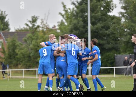 Warrington Rylands gegen Leek Town in der NPL Div 1 West, Samstag, 14. August 2021. Stockfoto