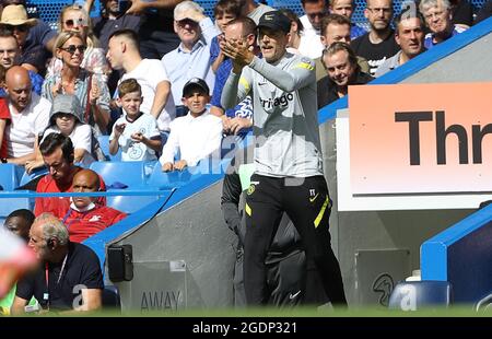 London, England, 14. August 2021. Thomas Tuchel, Manager von Chelsea während des Spiels der Premier League in Stamford Bridge, London. Bildnachweis sollte lauten: Paul Terry / Sportimage Stockfoto