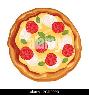 Heiße saftige Pizza margarita, isolierte Vektor-Illustration. Stock Vektor