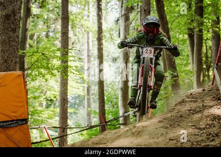 Anna NEWKIRK aus den USA während der Qualifikationsrunde des Mountainbike-Weltcups 2021 am 14. August 2021 in Maribor, Slowenien - Foto Olly Bowman / DPPI Stockfoto